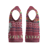 Thailand Christmas Knitted V-Neck Vest with Santa Elephant Snowman Palm Tree and Sawasdee Holiday - Wonder Print Shop