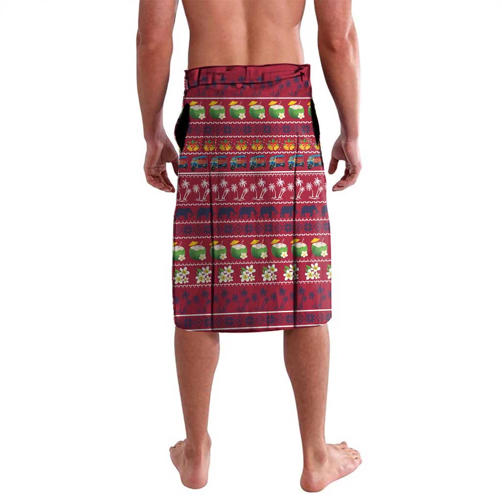 Thailand Christmas Lavalava with Santa Elephant Snowman Palm Tree and Sawasdee Holiday - Wonder Print Shop
