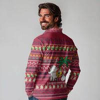 Thailand Christmas Long Sleeve Polo Shirt with Santa Elephant Snowman Palm Tree and Sawasdee Holiday - Wonder Print Shop