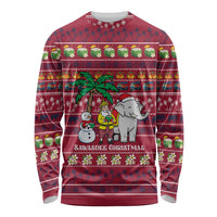 Thailand Christmas Long Sleeve Shirt with Santa Elephant Snowman Palm Tree and Sawasdee Holiday - Wonder Print Shop