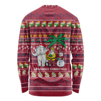 Thailand Christmas Long Sleeve Shirt with Santa Elephant Snowman Palm Tree and Sawasdee Holiday - Wonder Print Shop