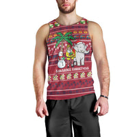 Thailand Christmas Men Tank Top with Santa Elephant Snowman Palm Tree and Sawasdee Holiday - Wonder Print Shop