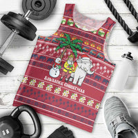Thailand Christmas Men Tank Top with Santa Elephant Snowman Palm Tree and Sawasdee Holiday - Wonder Print Shop