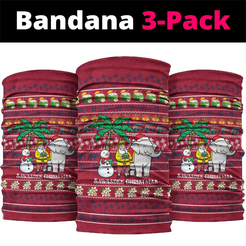 Thailand Christmas Neck Gaiter with Santa Elephant Snowman Palm Tree and Sawasdee Holiday - Wonder Print Shop