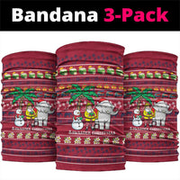 Thailand Christmas Neck Gaiter with Santa Elephant Snowman Palm Tree and Sawasdee Holiday - Wonder Print Shop