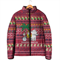 Thailand Christmas Padded Jacket with Santa Elephant Snowman Palm Tree and Sawasdee Holiday - Wonder Print Shop