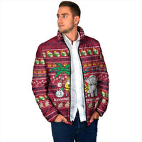 Thailand Christmas Padded Jacket with Santa Elephant Snowman Palm Tree and Sawasdee Holiday - Wonder Print Shop