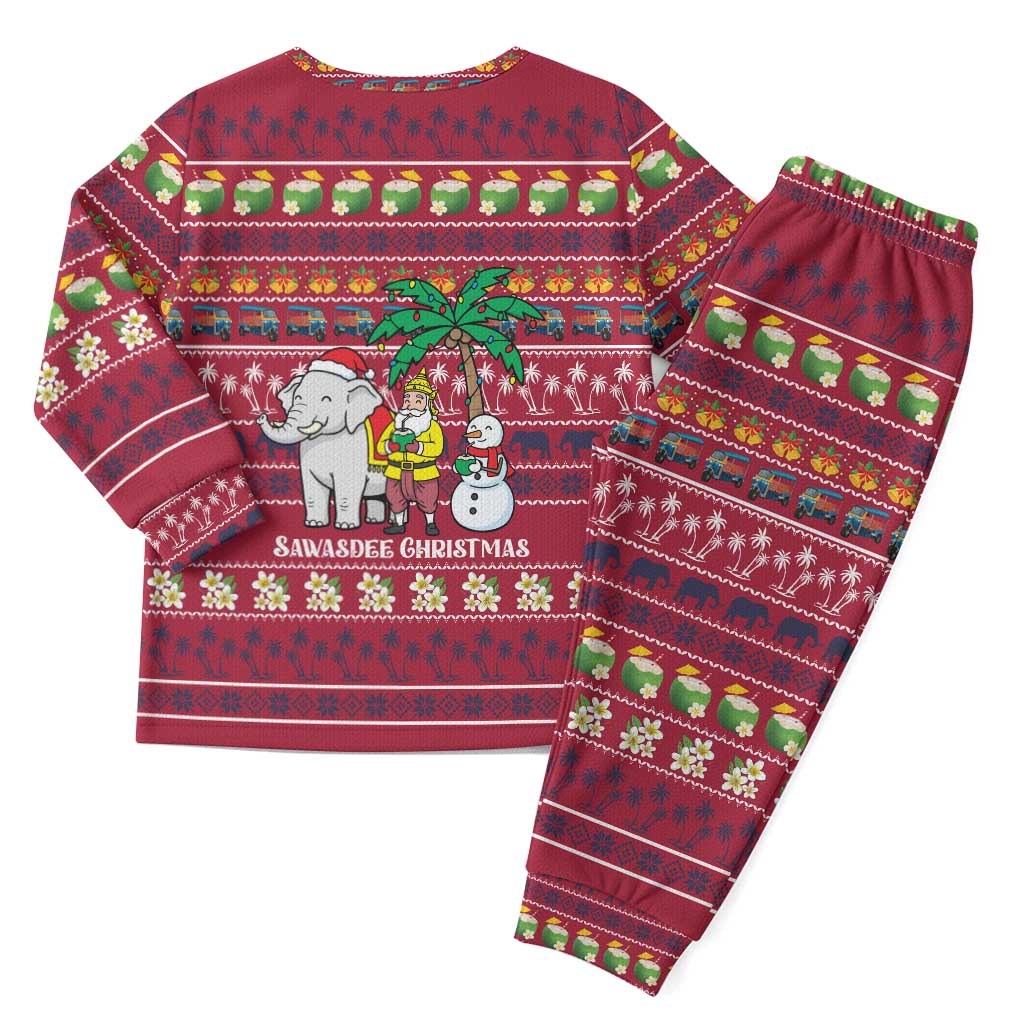 Thailand Christmas Pajama Set with Santa Elephant Snowman Palm Tree and Sawasdee Holiday - Wonder Print Shop