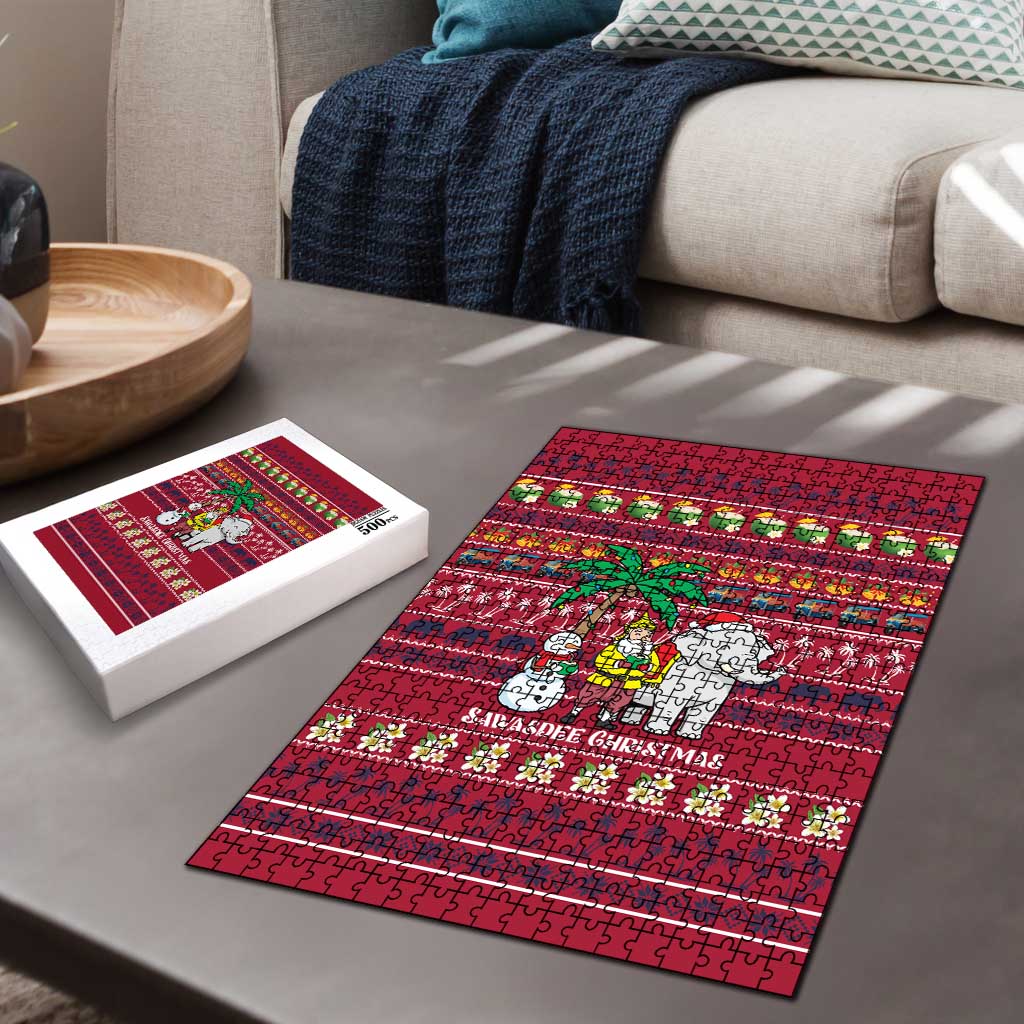 Thailand Christmas Puzzle with Santa Elephant Snowman Palm Tree and Sawasdee Holiday - Wonder Print Shop