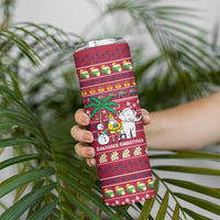 Thailand Christmas Skinny Tumbler with Santa Elephant Snowman Palm Tree and Sawasdee Holiday - Wonder Print Shop