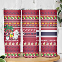 Thailand Christmas Skinny Tumbler with Santa Elephant Snowman Palm Tree and Sawasdee Holiday - Wonder Print Shop