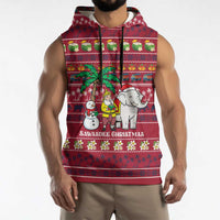 Thailand Christmas Sleeveless Hoodie with Santa Elephant Snowman Palm Tree and Sawasdee Holiday - Wonder Print Shop