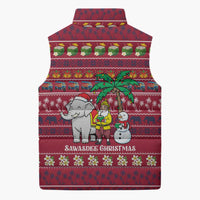 Thailand Christmas Sleeveless Puffer Jacket with Santa Elephant Snowman Palm Tree and Sawasdee Holiday - Wonder Print Shop