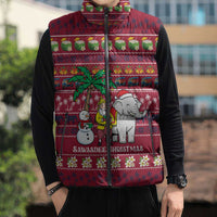Thailand Christmas Sleeveless Puffer Jacket with Santa Elephant Snowman Palm Tree and Sawasdee Holiday - Wonder Print Shop