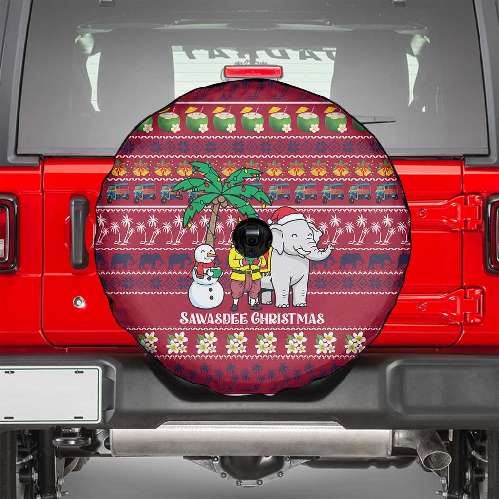 Thailand Christmas Spare Tire Cover with Santa Elephant Snowman Palm Tree and Sawasdee Holiday - Wonder Print Shop