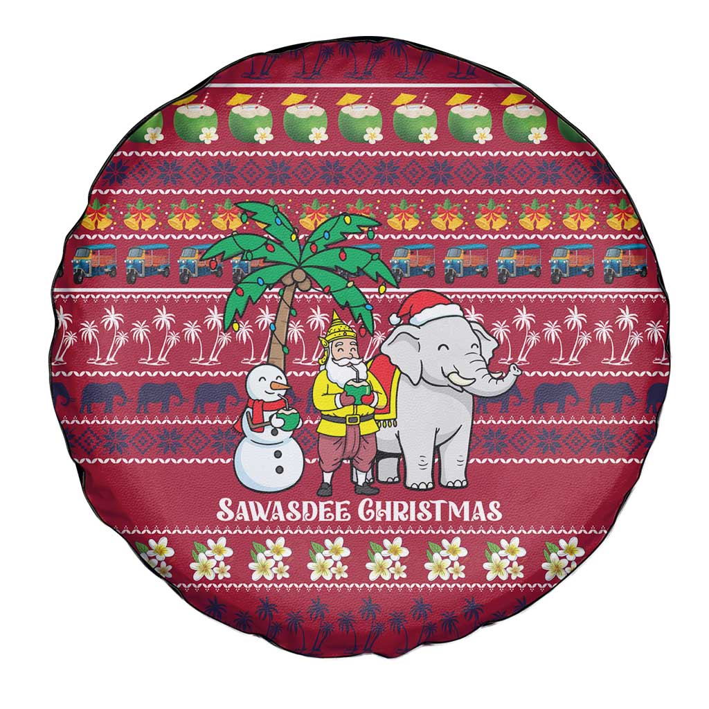 Thailand Christmas Spare Tire Cover with Santa Elephant Snowman Palm Tree and Sawasdee Holiday - Wonder Print Shop