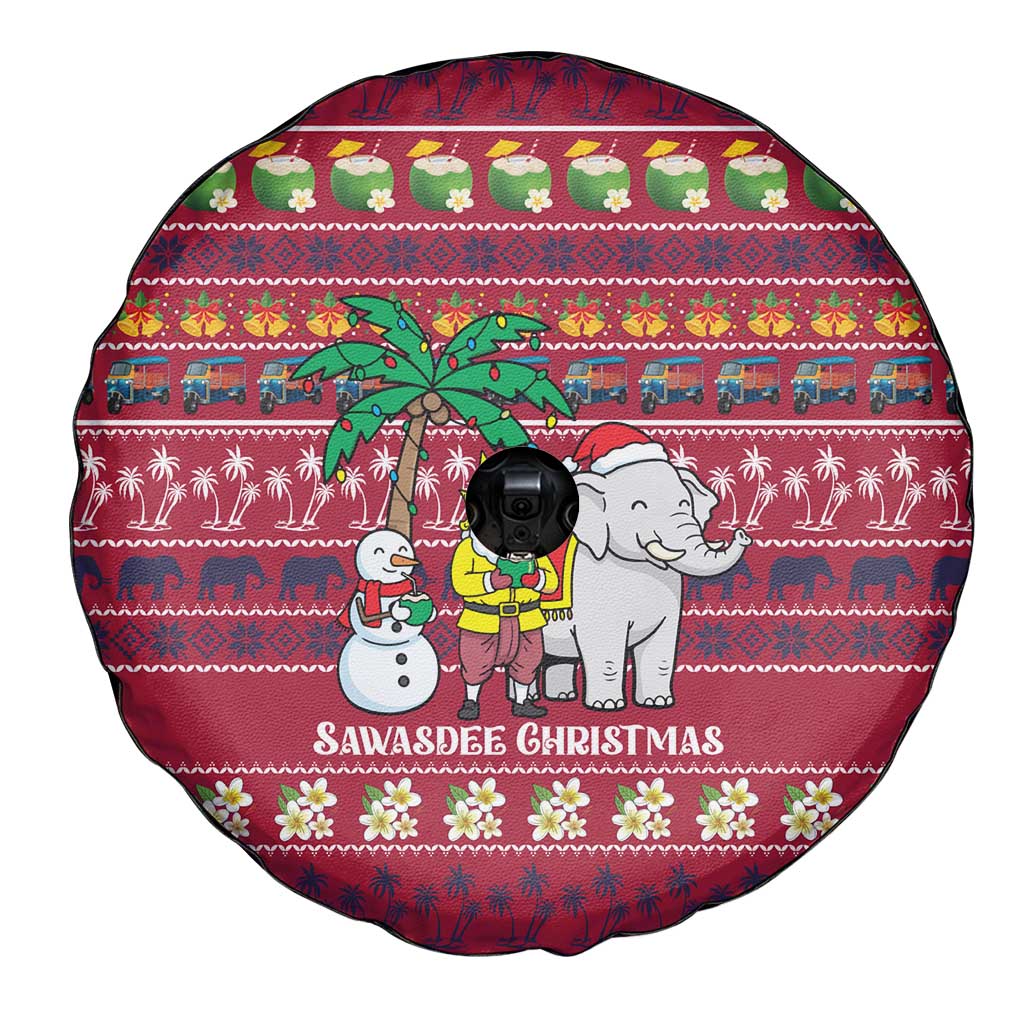 Thailand Christmas Spare Tire Cover with Santa Elephant Snowman Palm Tree and Sawasdee Holiday - Wonder Print Shop