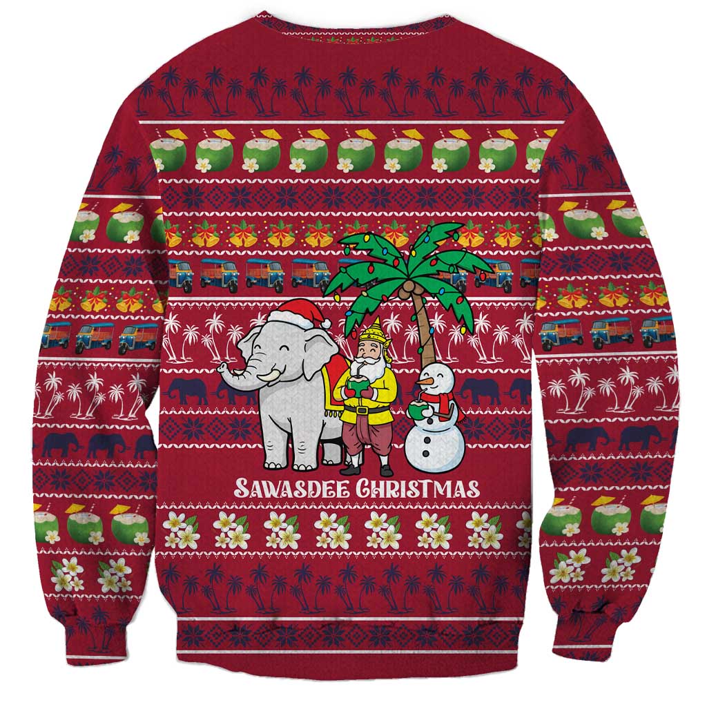 Thailand Christmas Sweatshirt with Santa Elephant Snowman Palm Tree and Sawasdee Holiday - Wonder Print Shop