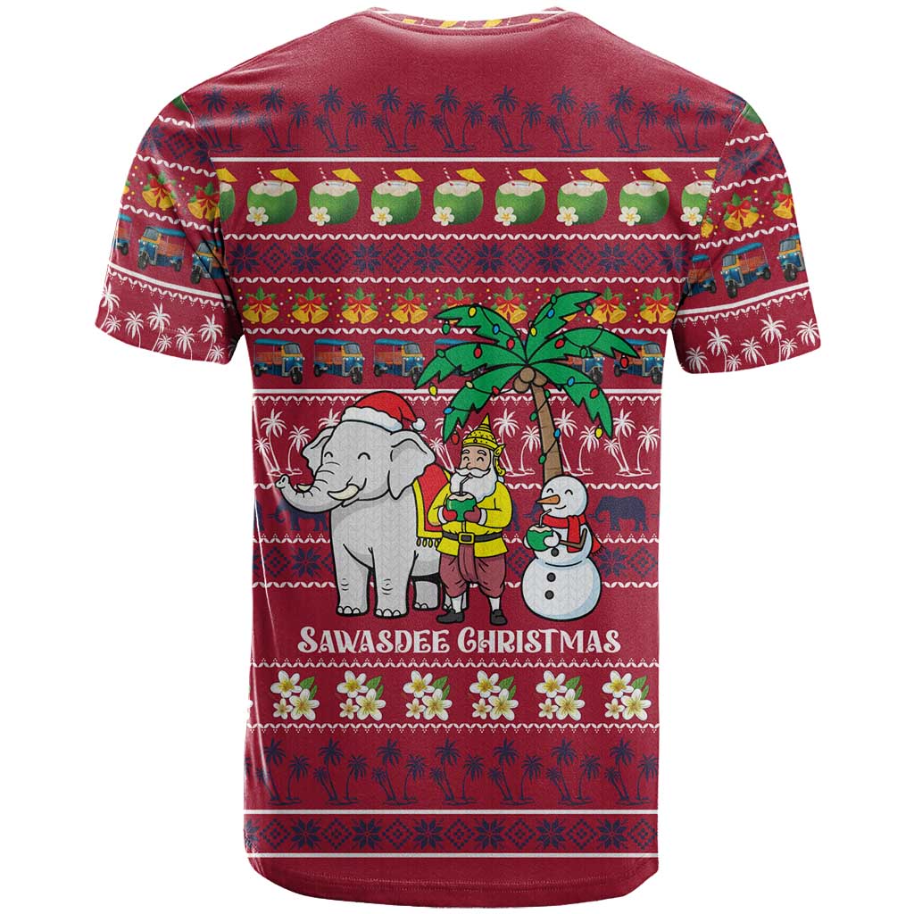 Thailand Christmas T Shirt with Santa Elephant Snowman Palm Tree and Sawasdee Holiday - Wonder Print Shop