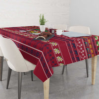 Thailand Christmas Tablecloth with Santa Elephant Snowman Palm Tree and Sawasdee Holiday - Wonder Print Shop