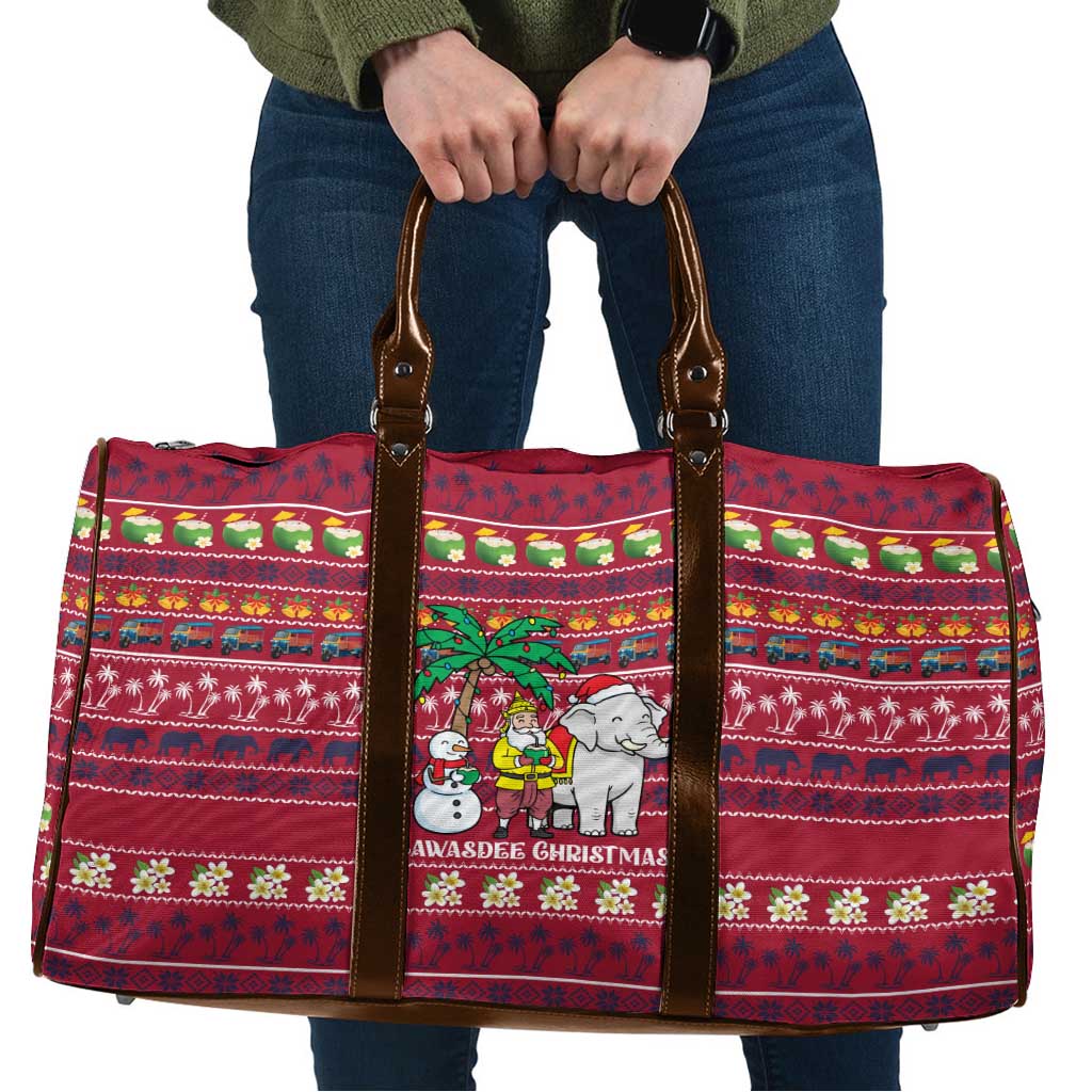 Thailand Christmas Travel Bag with Santa Elephant Snowman Palm Tree and Sawasdee Holiday - Wonder Print Shop