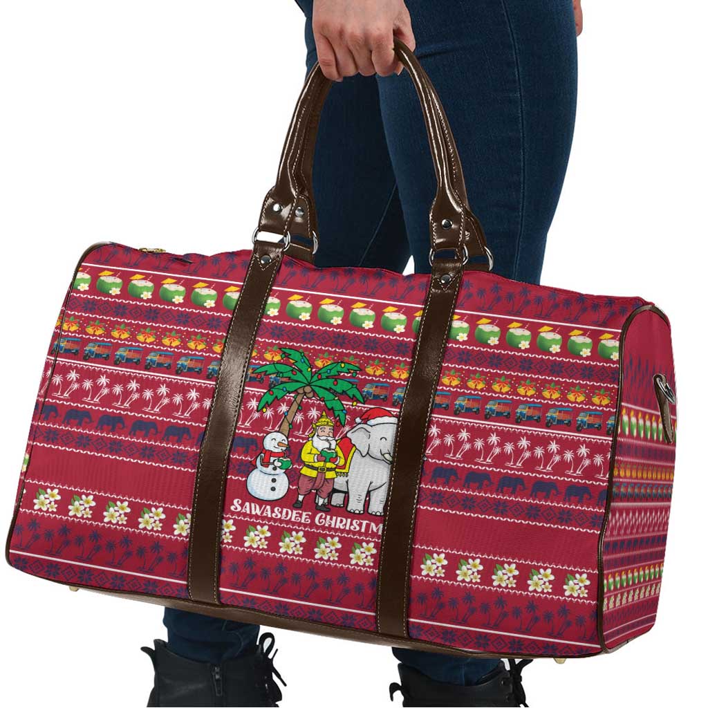 Thailand Christmas Travel Bag with Santa Elephant Snowman Palm Tree and Sawasdee Holiday - Wonder Print Shop