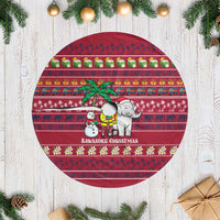 Thailand Christmas Tree Skirt with Santa Elephant Snowman Palm Tree and Sawasdee Holiday - Wonder Print Shop