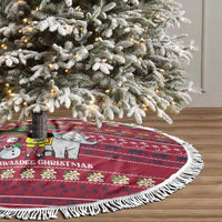 Thailand Christmas Tree Skirt with Santa Elephant Snowman Palm Tree and Sawasdee Holiday - Wonder Print Shop