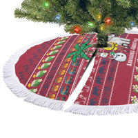 Thailand Christmas Tree Skirt with Santa Elephant Snowman Palm Tree and Sawasdee Holiday - Wonder Print Shop