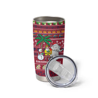 Thailand Christmas Tumbler Cup with Santa Elephant Snowman Palm Tree and Sawasdee Holiday - Wonder Print Shop