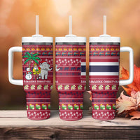 Thailand Christmas Tumbler With Handle with Santa Elephant Snowman Palm Tree and Sawasdee Holiday - Wonder Print Shop
