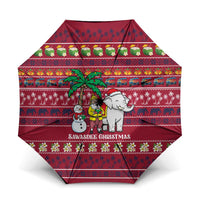 Thailand Christmas Umbrella with Santa Elephant Snowman Palm Tree and Sawasdee Holiday - Wonder Print Shop