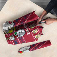Thailand Christmas Umbrella with Santa Elephant Snowman Palm Tree and Sawasdee Holiday - Wonder Print Shop
