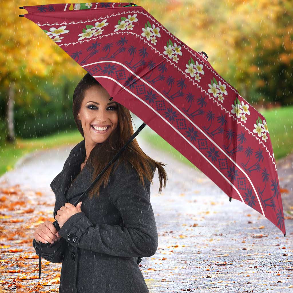 Thailand Christmas Umbrella with Santa Elephant Snowman Palm Tree and Sawasdee Holiday - Wonder Print Shop