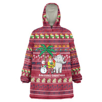 Thailand Christmas Wearable Blanket Hoodie with Santa Elephant Snowman Palm Tree and Sawasdee Holiday - Wonder Print Shop
