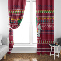 Thailand Christmas Window Curtain with Santa Elephant Snowman Palm Tree and Sawasdee Holiday - Wonder Print Shop