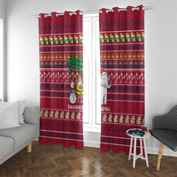 Thailand Christmas Window Curtain with Santa Elephant Snowman Palm Tree and Sawasdee Holiday - Wonder Print Shop