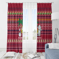 Thailand Christmas Window Curtain with Santa Elephant Snowman Palm Tree and Sawasdee Holiday - Wonder Print Shop