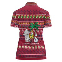 Thailand Christmas Women Polo Shirt with Santa Elephant Snowman Palm Tree and Sawasdee Holiday - Wonder Print Shop