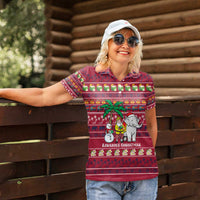 Thailand Christmas Women Polo Shirt with Santa Elephant Snowman Palm Tree and Sawasdee Holiday - Wonder Print Shop
