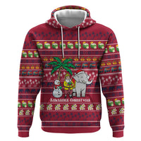 Thailand Christmas Zip Hoodie with Santa Elephant Snowman Palm Tree and Sawasdee Holiday - Wonder Print Shop