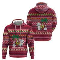 Thailand Christmas Zip Hoodie with Santa Elephant Snowman Palm Tree and Sawasdee Holiday - Wonder Print Shop