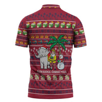 Thailand Christmas Zipper Polo Shirt with Santa Elephant Snowman Palm Tree and Sawasdee Holiday - Wonder Print Shop
