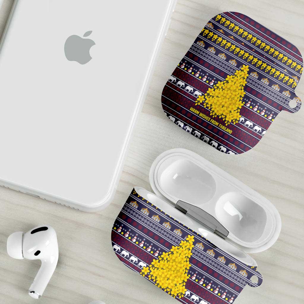 Thailand Christmas AirPods Case with Yellow Flower Tree Garuda Emblem and Elephant Holiday - Wonder Print Shop