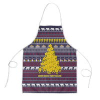 Thailand Christmas Apron with Yellow Flower Tree Garuda Emblem and Elephant Holiday - Wonder Print Shop