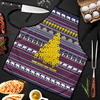 Thailand Christmas Apron with Yellow Flower Tree Garuda Emblem and Elephant Holiday - Wonder Print Shop