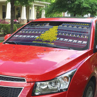 Thailand Christmas Auto Sun Shade with Yellow Flower Tree Garuda Emblem and Elephant Holiday - Wonder Print Shop