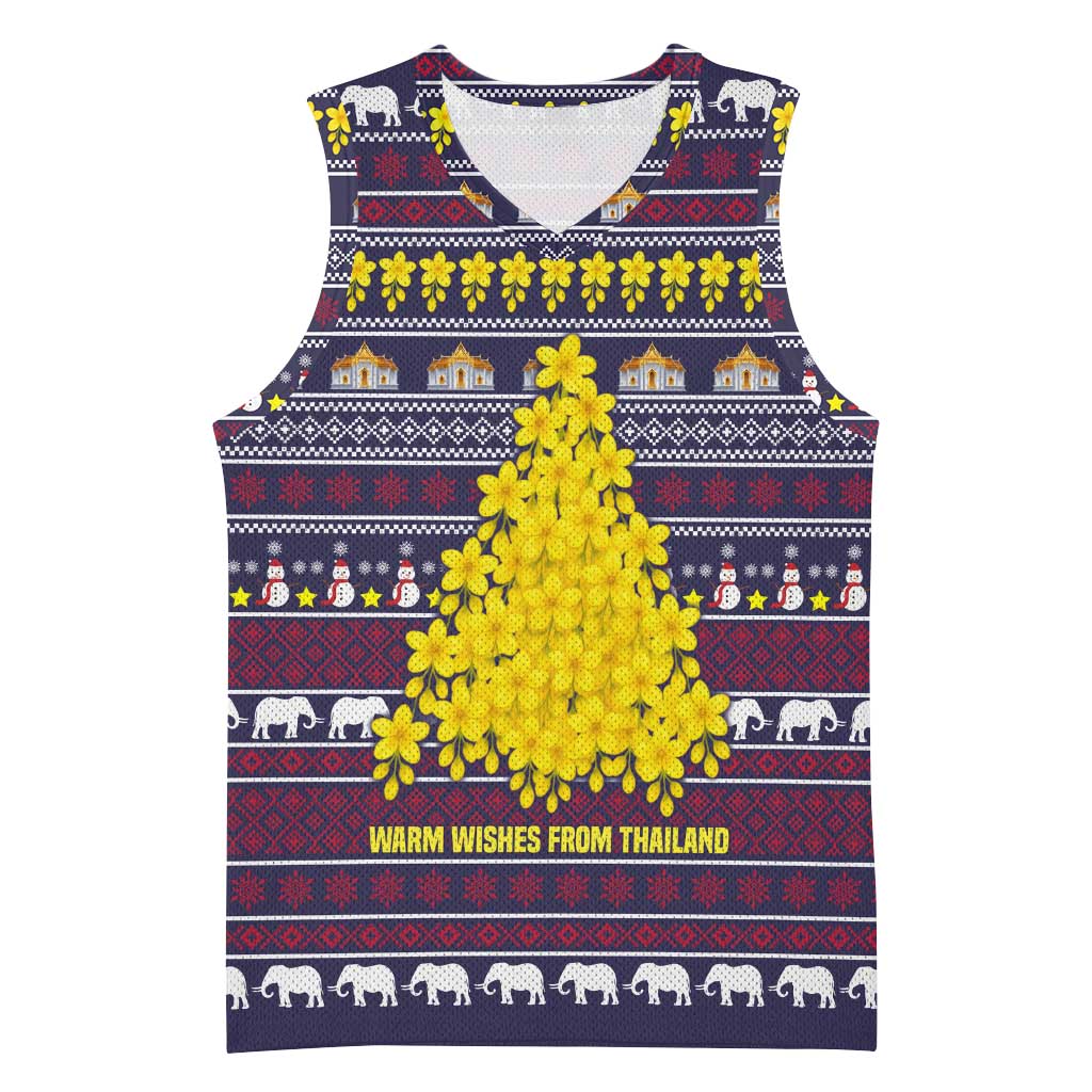 Thailand Christmas Basketball Jersey with Yellow Flower Tree Garuda Emblem and Elephant Holiday - Wonder Print Shop