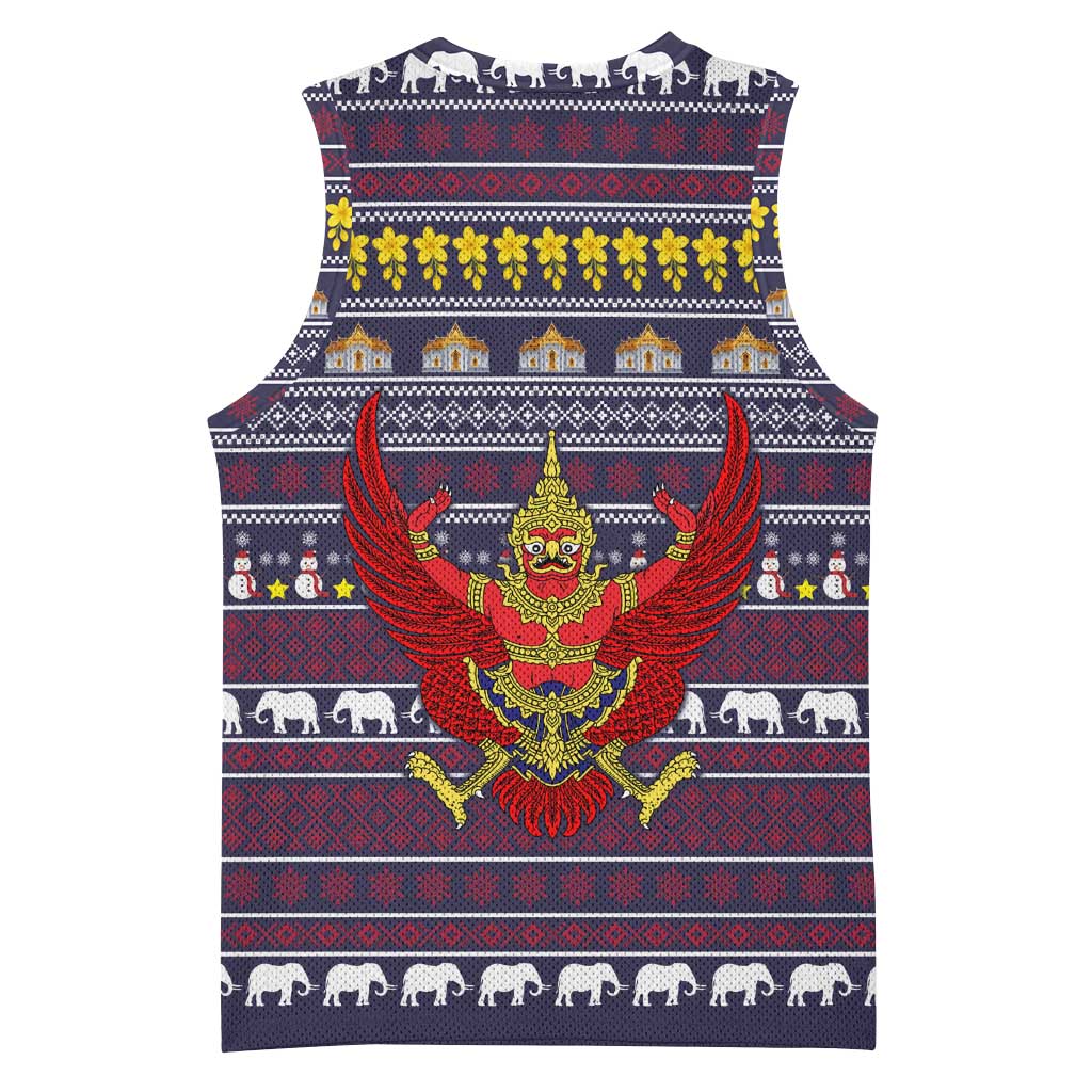 Thailand Christmas Basketball Jersey with Yellow Flower Tree Garuda Emblem and Elephant Holiday - Wonder Print Shop