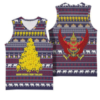 Thailand Christmas Basketball Jersey with Yellow Flower Tree Garuda Emblem and Elephant Holiday - Wonder Print Shop